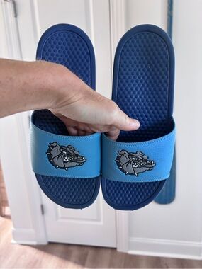 Unisex Blue Bulldog Slide Sandals